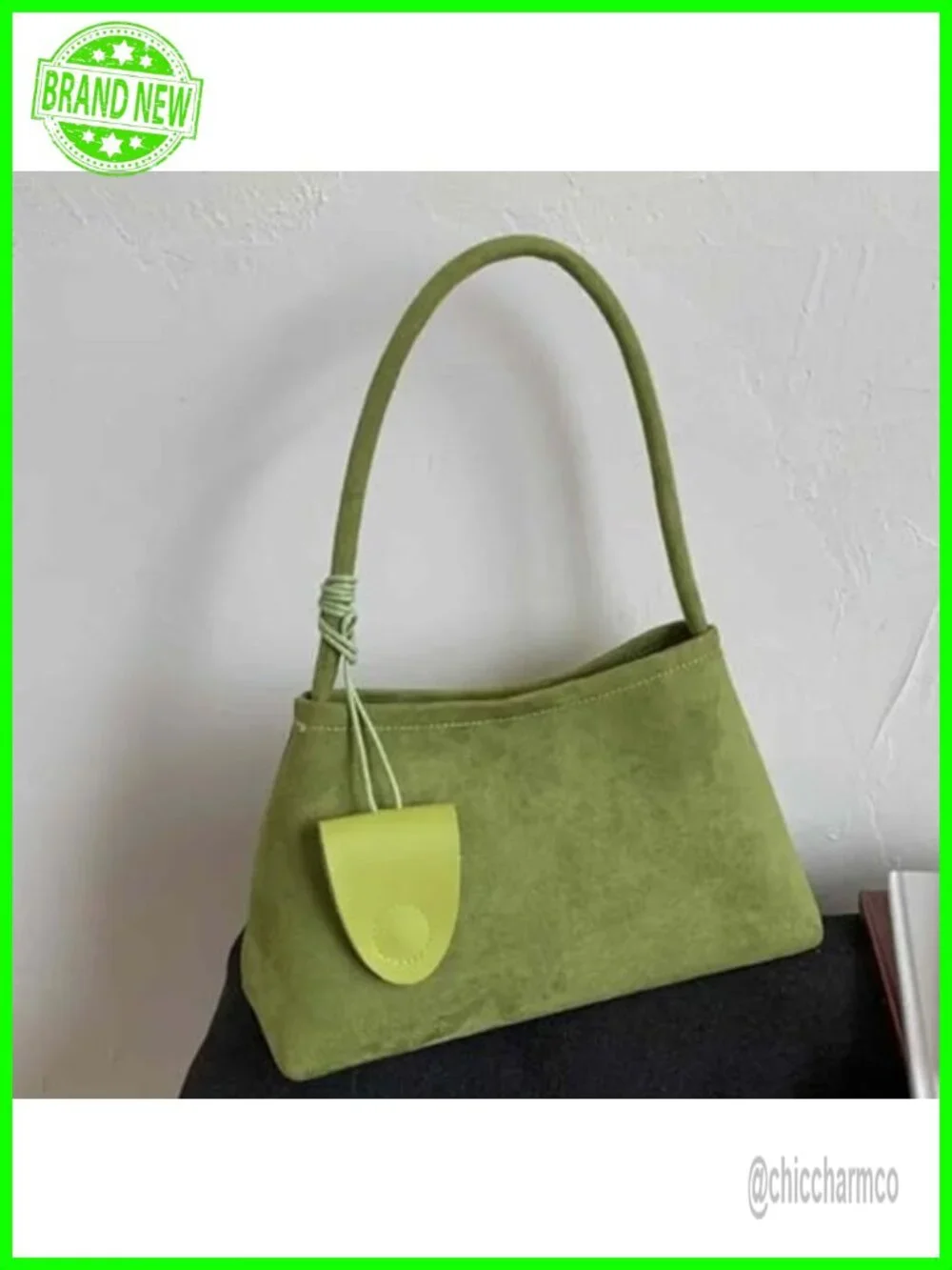 Faux Leather Suede Shoulder Bag Tote with Zipper Set